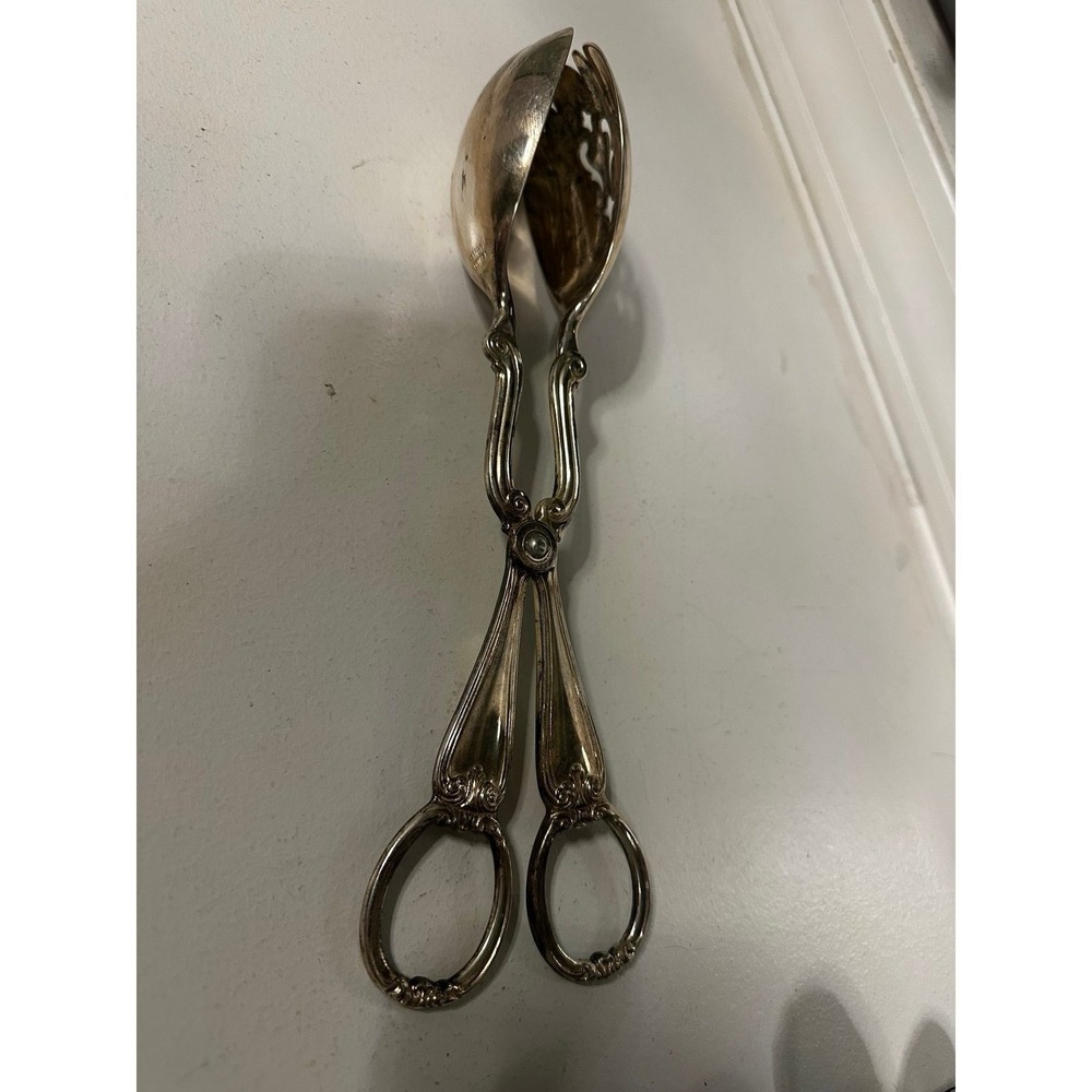 Vintage Gorham Heritage Silverplate Salad Fruit Tongs Server.